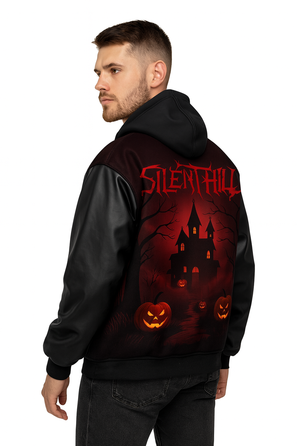 Silent Hill Halloween Hoodie Jacket – Haunted House Pumpkin Graphic Streetwear - Image 3