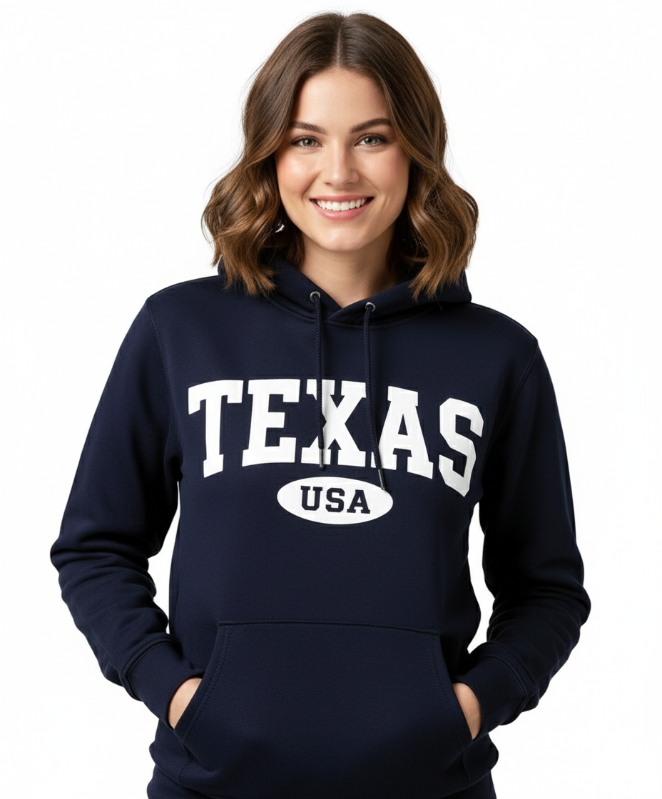 Texas USA Hoodie – Classic Navy Blue Sweatshirt for Men and Women - Image 2